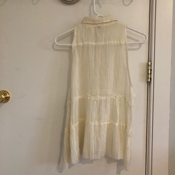 Free People Off-White Linen Modern Polo (xs) - Picture 2 of 3